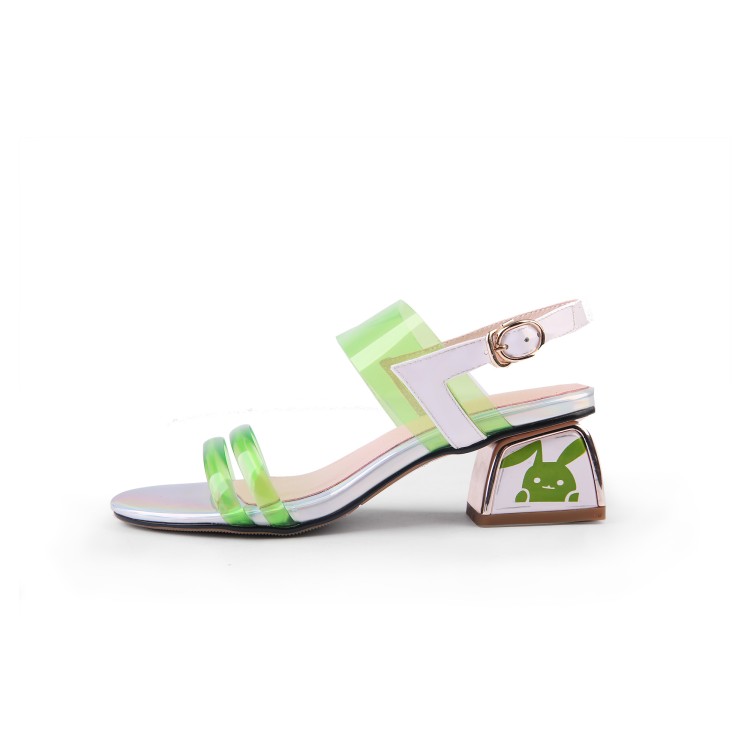 Women's Low-Top Leather Sandals with Sequin Color Block Design