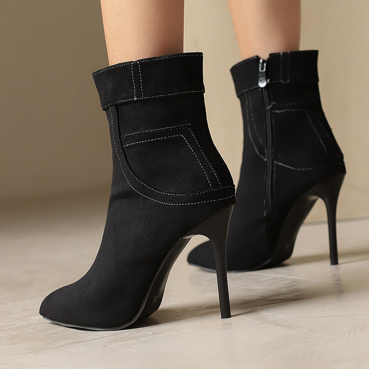 20240704612711062_750.jpg Women's Denim Ankle Boots with Stiletto Heel and Side Zipper