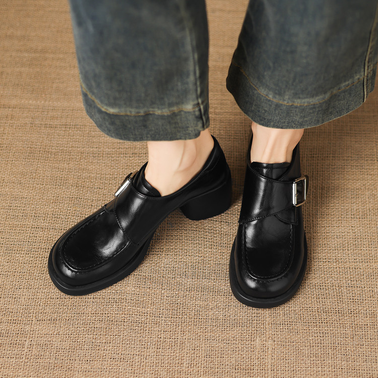 Deep Mouth Flat Shoes for Women - Brown Black Casual Slip-On
