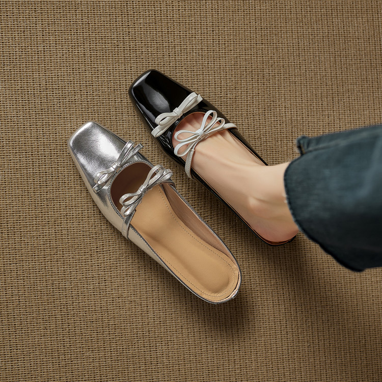 Women's Closed Toe Wedge Slippers with Bow and Memory Foam